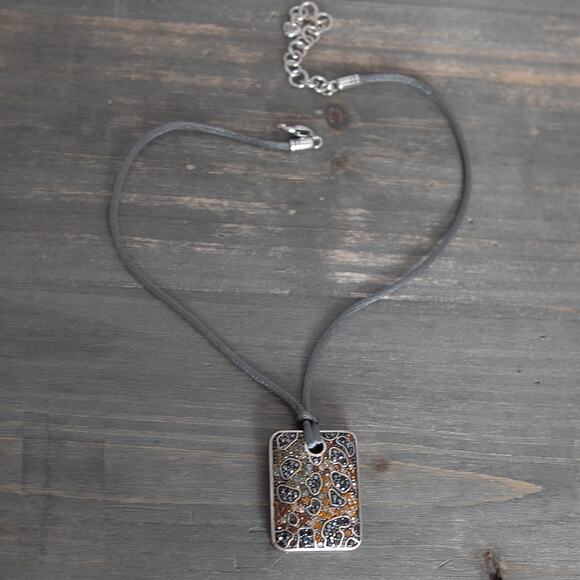 Brighton Leopard Totem Pendant Necklace Nylon Cord 16-18" Retired Design - Picture 2 of 7